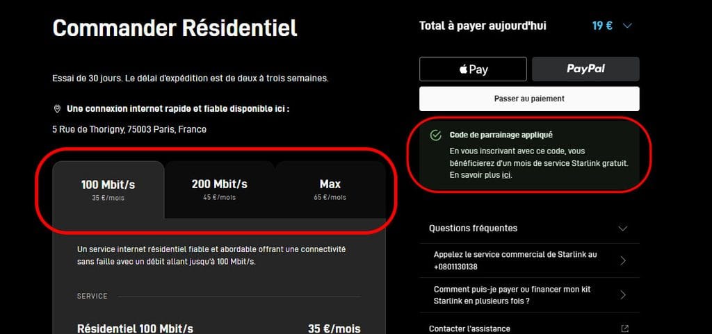 creation compte starlink commande