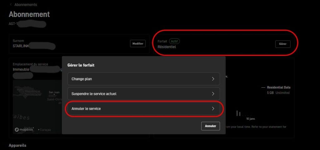 annuler le service starlink c