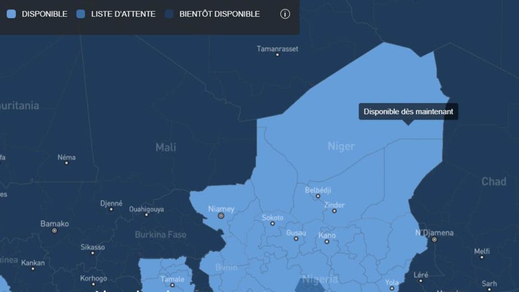 disponibilité starlink au niger