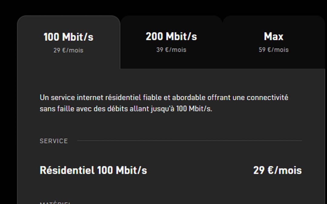 forfait starlink résidentiel 10 200 max