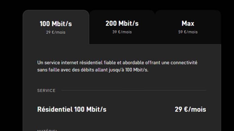 forfait starlink résidentiel 10 200 max