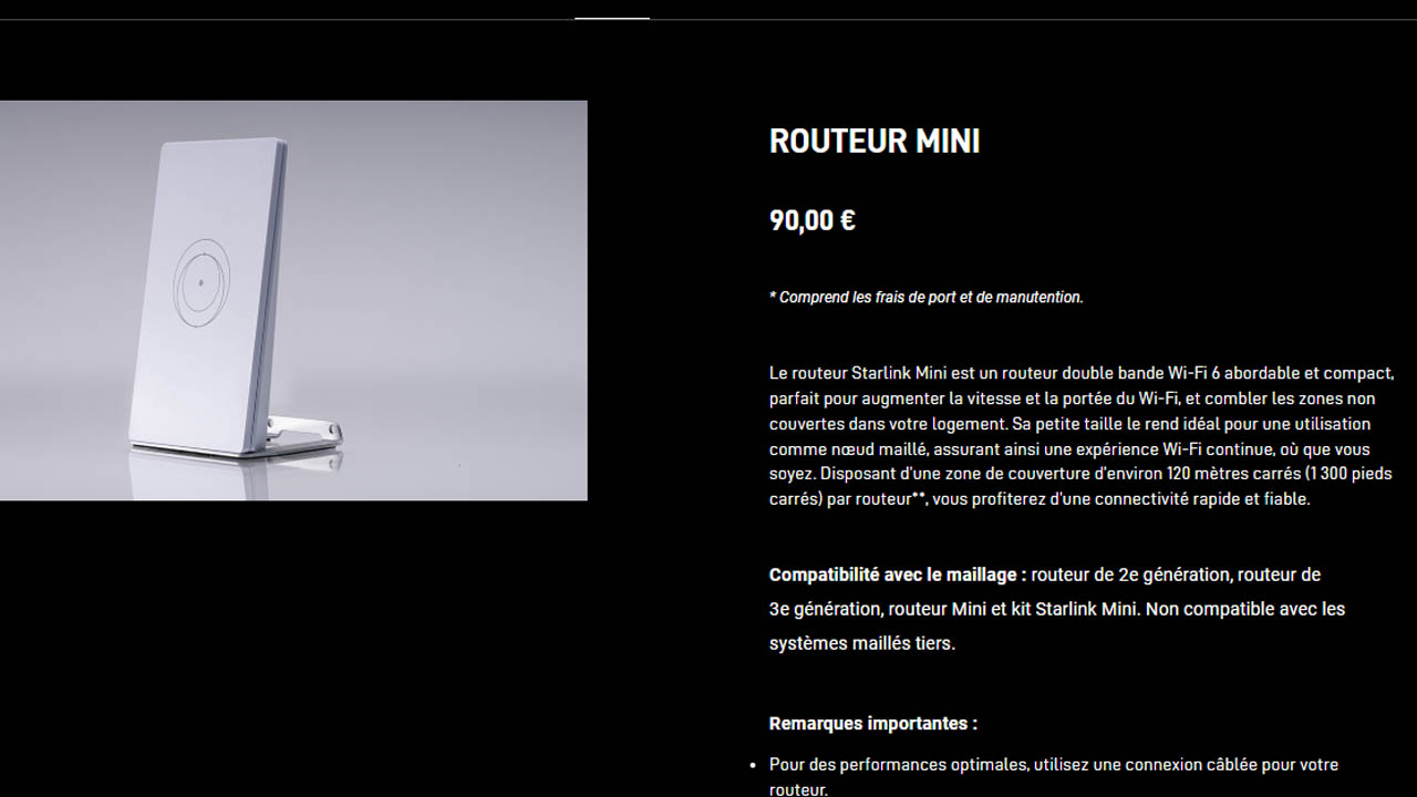 prix routeur mini starlink