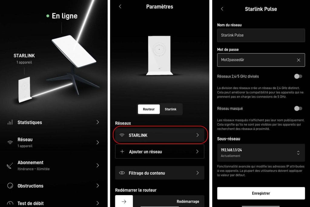 configurer le routeur Starlink depuis l'application