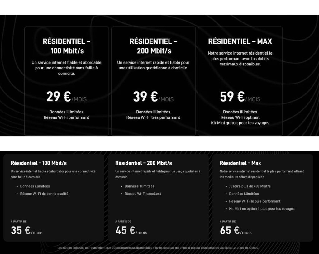 prix starlink avant et apres changement