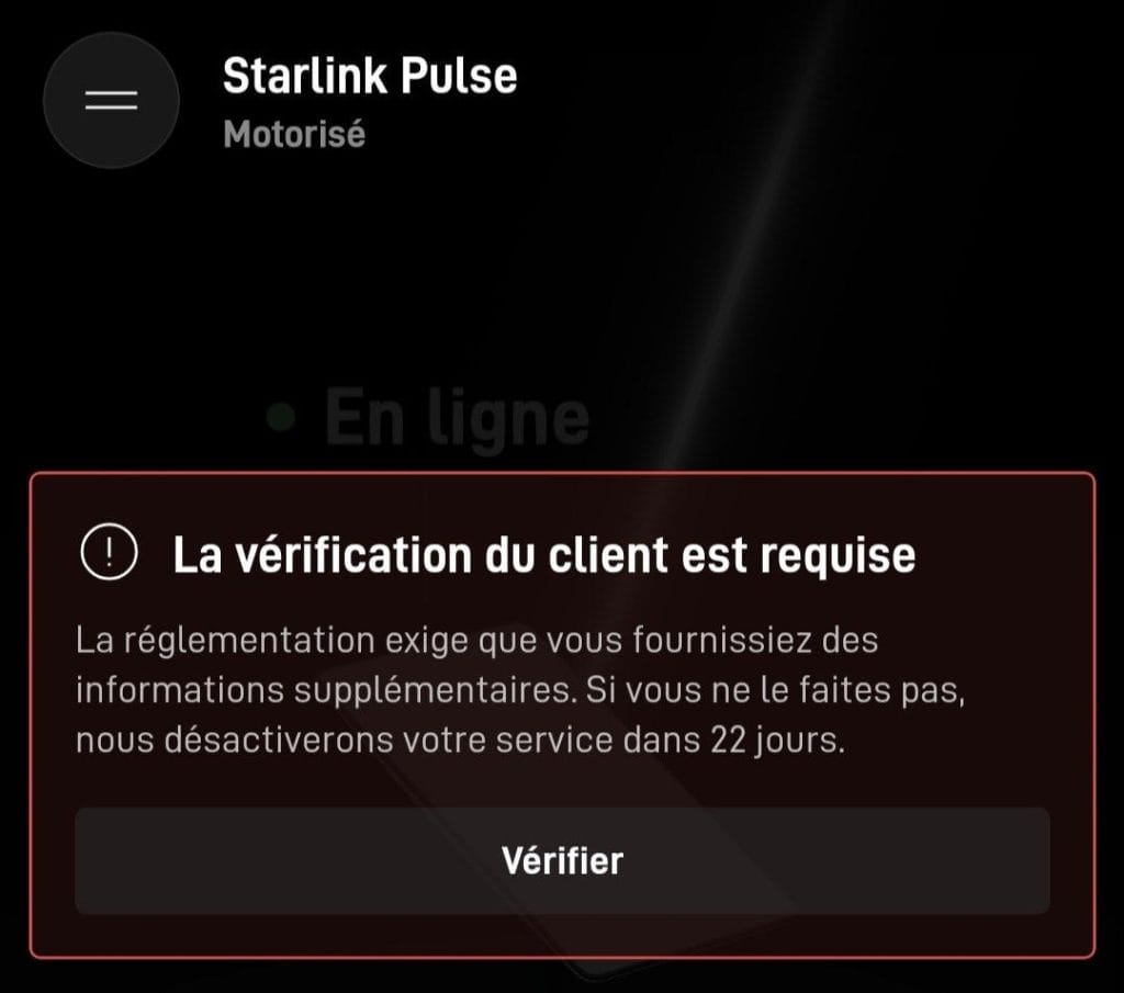 verification requise starlink