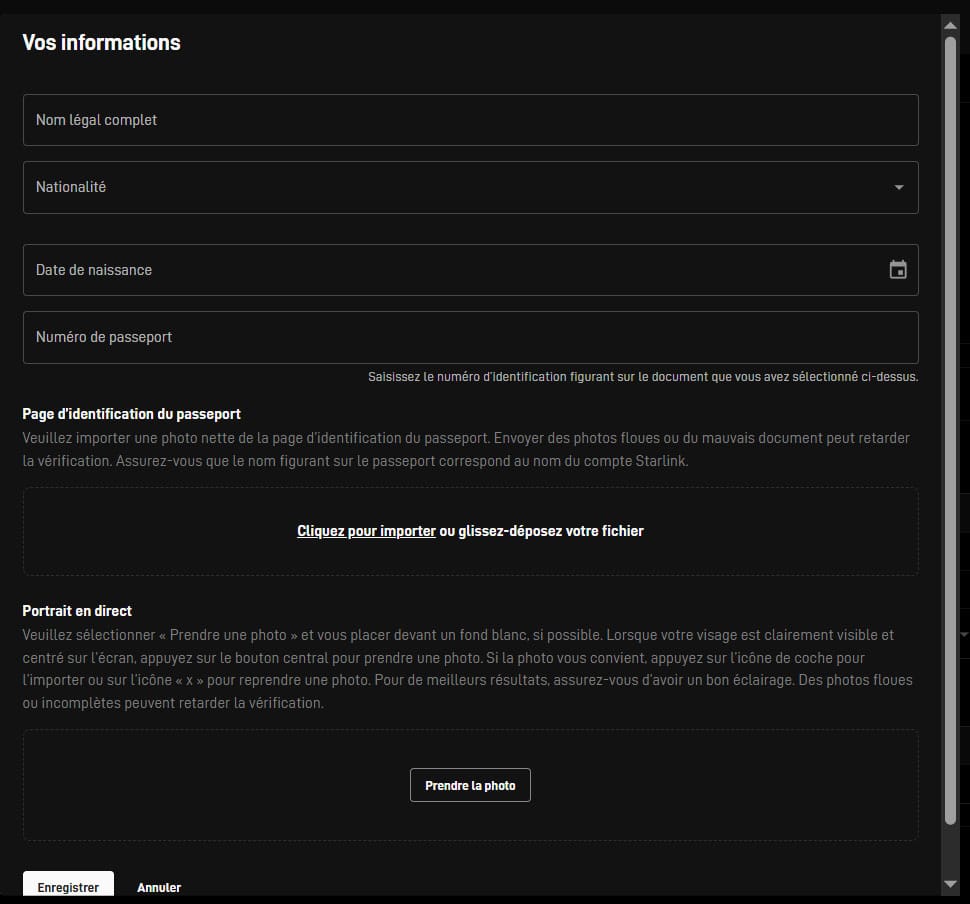 verification utilisateur starlink international