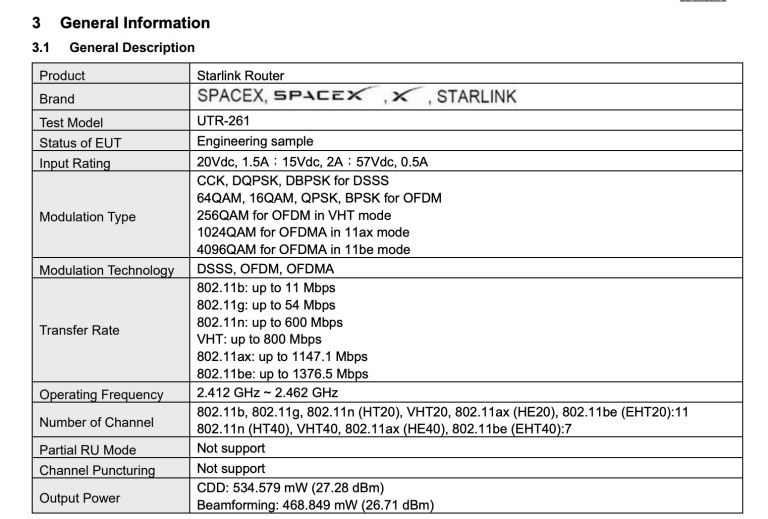 informations routeur 4 starlink